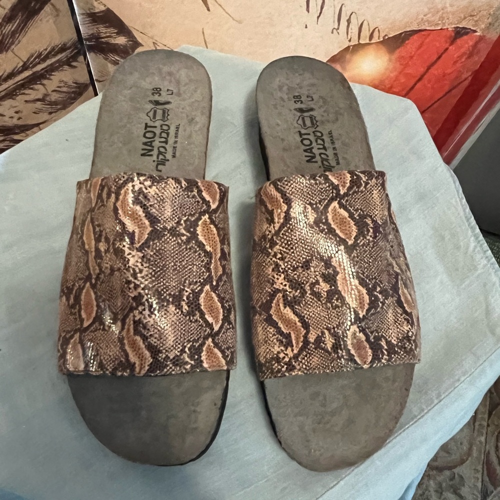 NAOT women’s slip in Python sandals